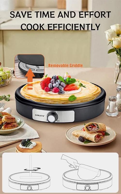 Plaque de cuisson multifonction Sokany pour crêpes et bien plus